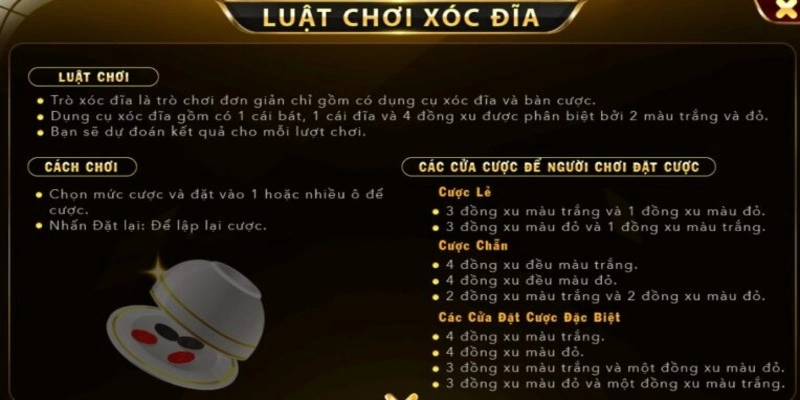 Các loại cược trong luật chơi Xóc Đĩa Ku11